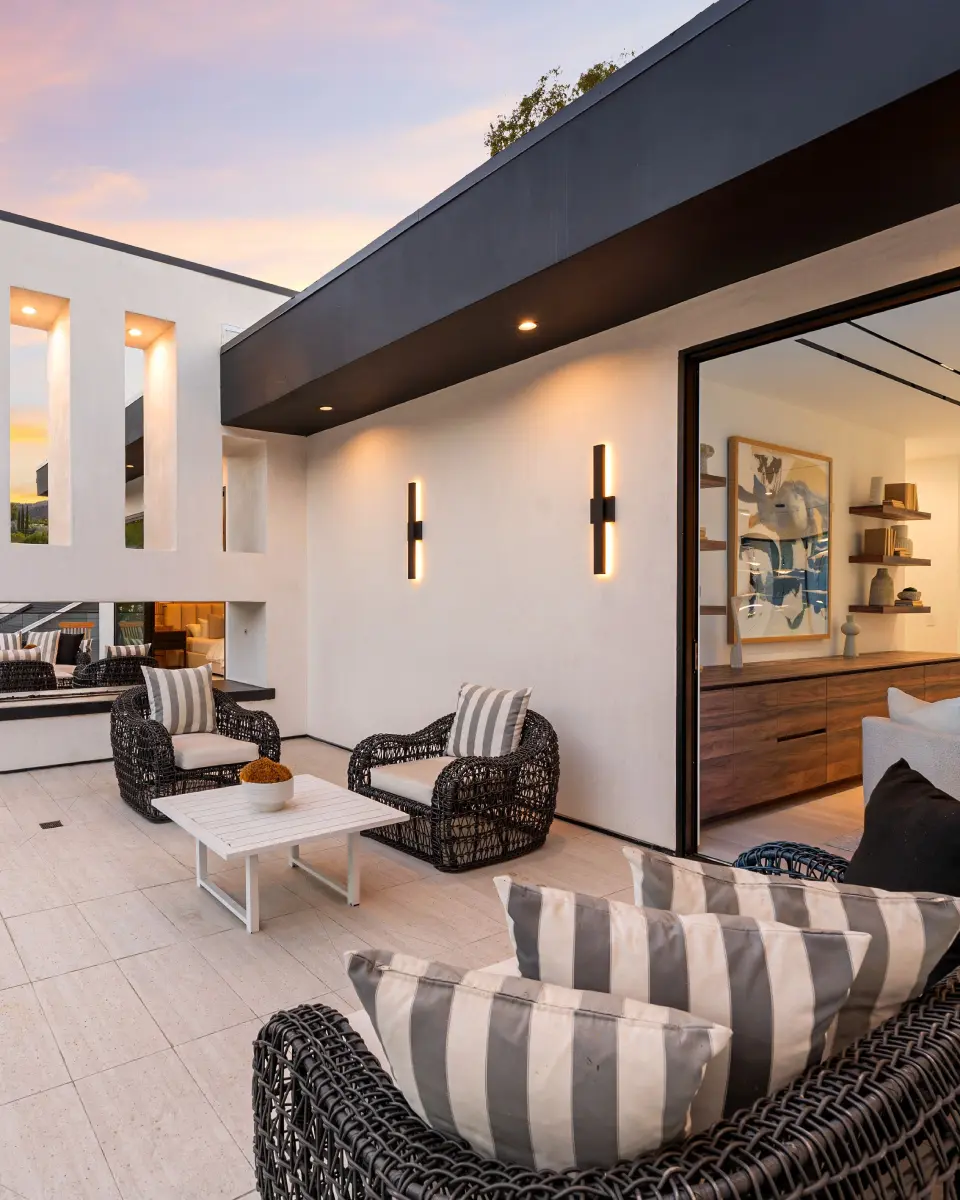 Completed outdoor living space in a Net Zero Construction project