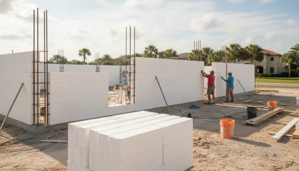 ICF wall construction for a Florida coastal home
