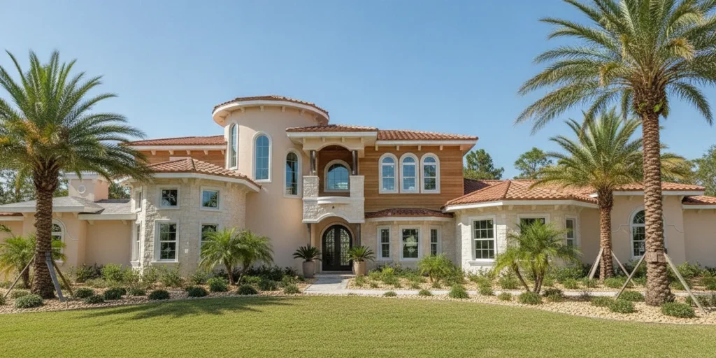 A finished coastal Florida custom home with impact-rated windows and a landscaped entry